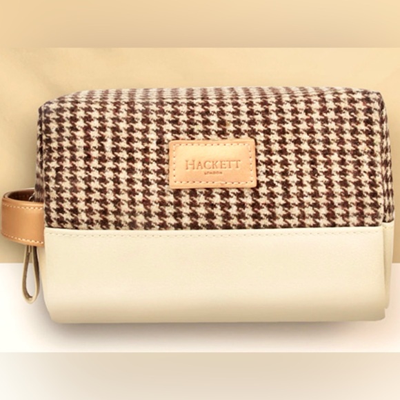 Hackett London Houndstooth Amenity Travel Kit Bag - Picture 2 of 9